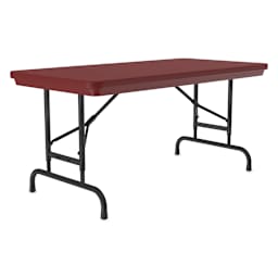 Correll Plastic Resin Folding Table - 24" x 48", Red, Adjustable Height