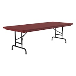 Correll Plastic Resin Folding Table - 30" x 60", Red, Adjustable Height