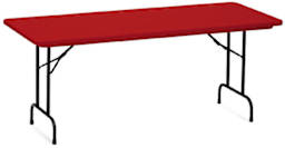 Correll Plastic Resin Folding Tables - Angled view of Red Table
