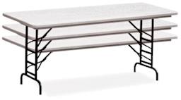 Correll Plastic Resin Folding Tables - Action photo of adjustable height feature
