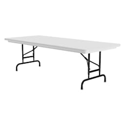 Correll Plastic Resin Folding Table - 30" x 96", Granite, Adjustable Height - angled