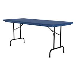 Correll Plastic Resin Folding Table - 30" x 60", Blue, Fixed Height - angled