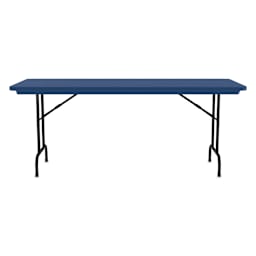 Correll Plastic Resin Folding Table - 30" x 60", Blue, Fixed Height - side view