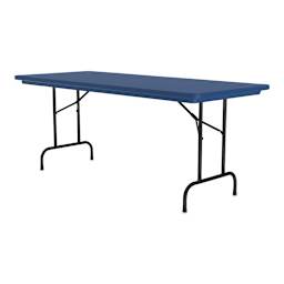 Correll Plastic Resin Folding Table - 30" x 72", Blue, Fixed Height - angled