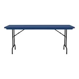 Correll Plastic Resin Folding Table - 30" x 72", Blue, Fixed Height - side view