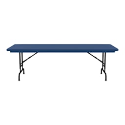 Correll Plastic Resin Folding Table - 30" x 60", Blue, Adjustable Height - side view