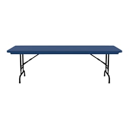 Correll Plastic Resin Folding Table - 30" x 72", Blue, Adjustable Height - side view