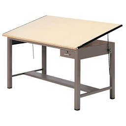 Mayline Ranger Large Steel Four-Post Drawing Table - 72" x 43-1/2", with Tool Drawer