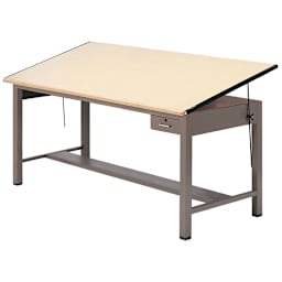 Mayline Ranger Extra Large Steel Four-Post Drawing Table - 84" x 43-1/2", with Tool Drawer