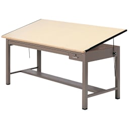 Mayline Ranger X Large Steel Four-Post Drawing Table - 84" x 43-1/2", Black, Tool and Plan Drawer