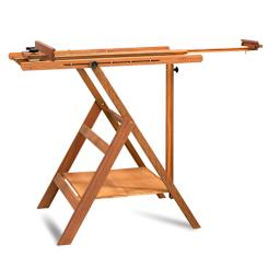 Richeson Lyptus Wood Lobo Easel - Side view of easel showing mast set horizontally