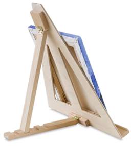American Easel Table Top Easel - Rear view of easel holding painted canvas