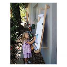 Hanging Easel with Storage Tray - Child painting on paper roll, not included