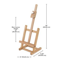 Blick Tabletop Easel - Mini, H-Frame, Natural, dimensions