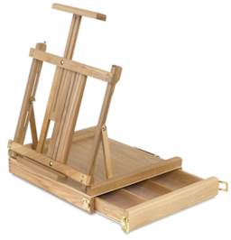 Sketchbox Table Easel with drawer open and only the top mast extended