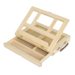 Blick Studio Desk Easel with easel raised and drawer open