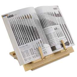 Blick Studio Book Stand Easel, holding Blick catalog