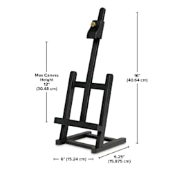 Blick Tabletop Easel - Mini, H-Frame, Black, dimensions