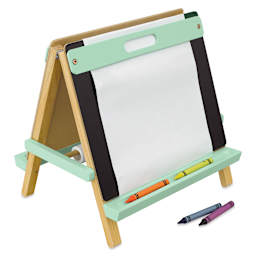 Blick Children's Tabletop Easel - Pastel Mint, with supplies