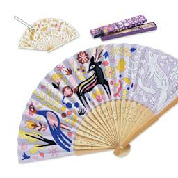 Djeco Do It Yourself Fan and Case Craft Kit - Woodland Beauty (fan and case partially colored)