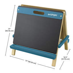 artPOP! Kids 3-in-1 Tabletop Easel - Ocean Blue, front of easel showing dimensions