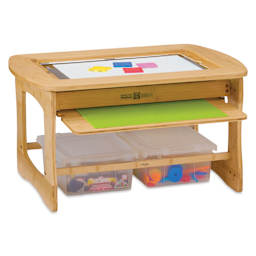 Copernicus Bamboo Sensory Light Table with Clear Tubs - with lid extended from built in slot