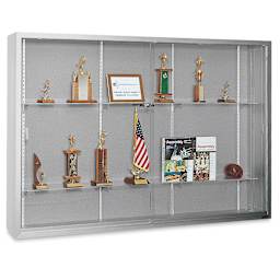 Claridge Sliding Door Display Case - 4 ft x 5 ft x 10 3/4", Gray Fabricork