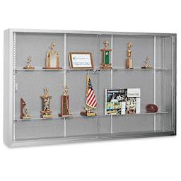 Claridge Sliding Door Display Case - 4 ft x 6 ft x 10 3/4", Gray  Fabricork