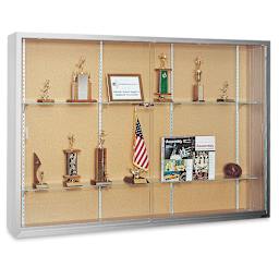 Claridge Sliding Door Display Case - 4 ft x 5 ft x 10 3/4", Tan Cork