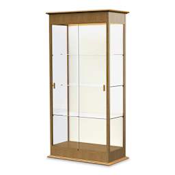 Waddell Varsity Series Display Case - 36" x 77", Carmel Oak, Plaque Back