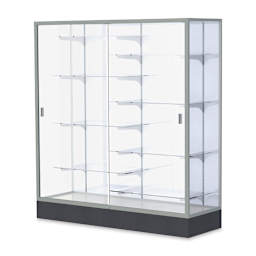 Waddell Colossus Series Display Case - x 66" x 60" x 20", Satin Aluminum, White Back
