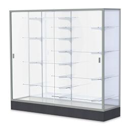 Waddell Colossus Series Display Case - x 66" x 72" x 20", Satin Aluminum, White Back