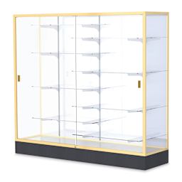 Waddell Colossus Series Display Case - x 66" x 72" x 20", Gold Aluminum, White Back