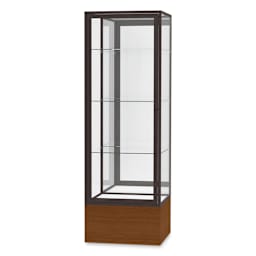 Waddell Keepsake Series Display Case - 24" x 72" x 24", Carmel Oak/Dark Bronze, Mirror Back