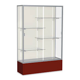Waddell Spirit Series Display Case - 72" x 48" x 16", Satin Finish/Maroon Base, Aluminum