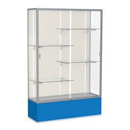 Waddell Spirit Series Display Case - 72" x 48" x 16", Satin Finish/Royal Blue Base, Aluminum
