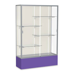Waddell Spirit Series Display Case - 72" x 48" x 16", Satin Finish/Purple Base, Aluminum