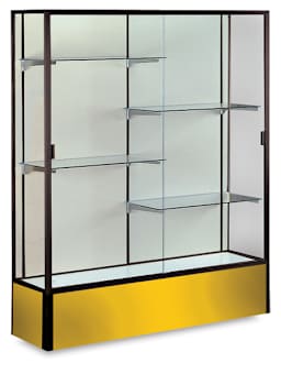 Spirit Series Display Case - Angled view of Dark Bronze Frame with Goldenrod Base