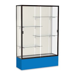 Waddell Spirit Series Display Case - 72" x 48" x 16", Dark Bronze/Royal Blue Base