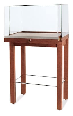 Tecno Display 30" Rectangular Museum Showcase - right angled view showing base slightly opened 