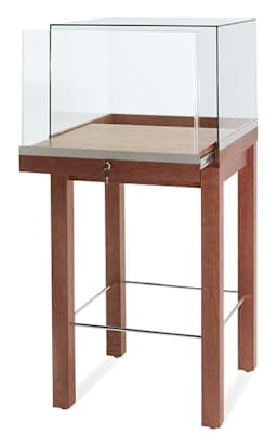 Tecno Display 24" Square Museum Showcase - right angled view showing base slightly opened 