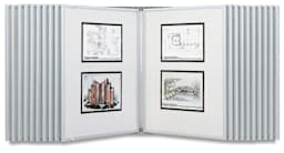 Multiplex Swinging Panel Display-20 panel hanging wall unit in silver shown with artwork