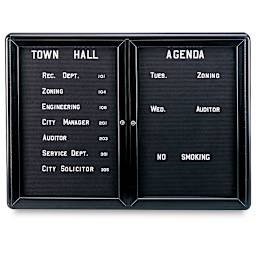 Ghent Ovation Letterboard Message Center in black with two doors 
