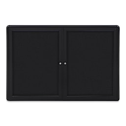 Ghent Ovation Radius Tackboard - 47" x 34", Black Hinged Doors