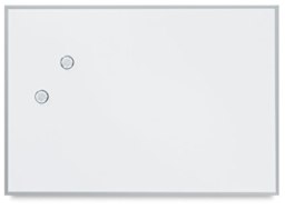 Magnetic Dry Erase Board - Front view with two magnets attached