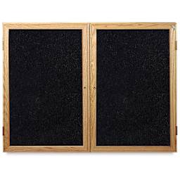 Ghent Enclosed Recycled Rubber Tackboards - 48" x 36" x 2 1/4", Oak, 2 Door