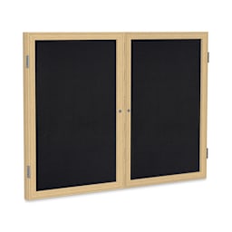 Ghent Enclosed Recycled Rubber Tackboards - 60" x 36" x 2 1/4", Oak, 2 Door