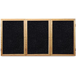 Ghent Enclosed Recycled Rubber Tackboards - 72" x 36" x 2 1/4", Oak, 3 Door