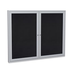 Ghent Enclosed Recycled Rubber Tackboards - 60" x 36" x 2 1/4", Satin, 2 Door