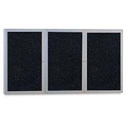 Ghent Enclosed Recycled Rubber Tackboards - 72" x 36" x 2 1/4", Satin, 3 Door